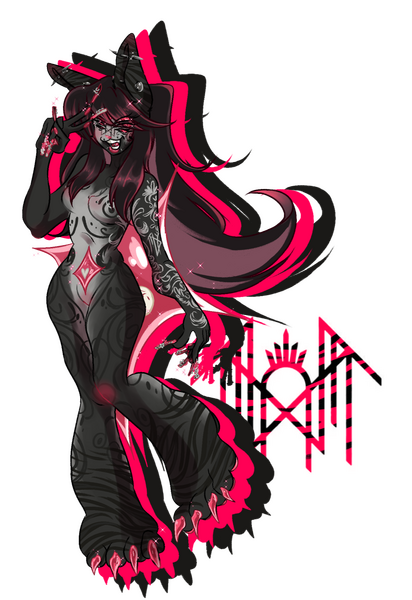 This is my shakerpup sona who is a worshipper of sleep! She is a super fan of the "cult" and had fully transformed herself into an offering for sleep! Or as some can say, a token of sleep.